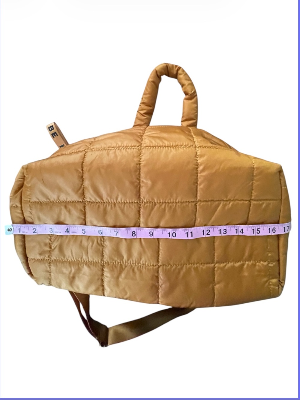 Isaac Mizrahi Quilted Puffer Shoulder & Crossbody Travel Bag in Tan - Picture 13 of 16